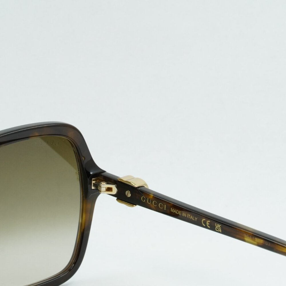 Gucci GG1072S 002 Sunglasses Dark Havana Square Frame, Brown Gradient Lenses - Picture 5 of 9